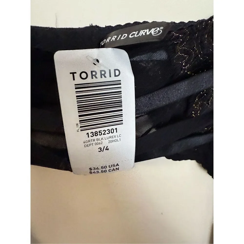 Torrid Strappy Lurex Lace Garter NWT 3X/4X plus Matching Padded Lace  Bra 44DDD